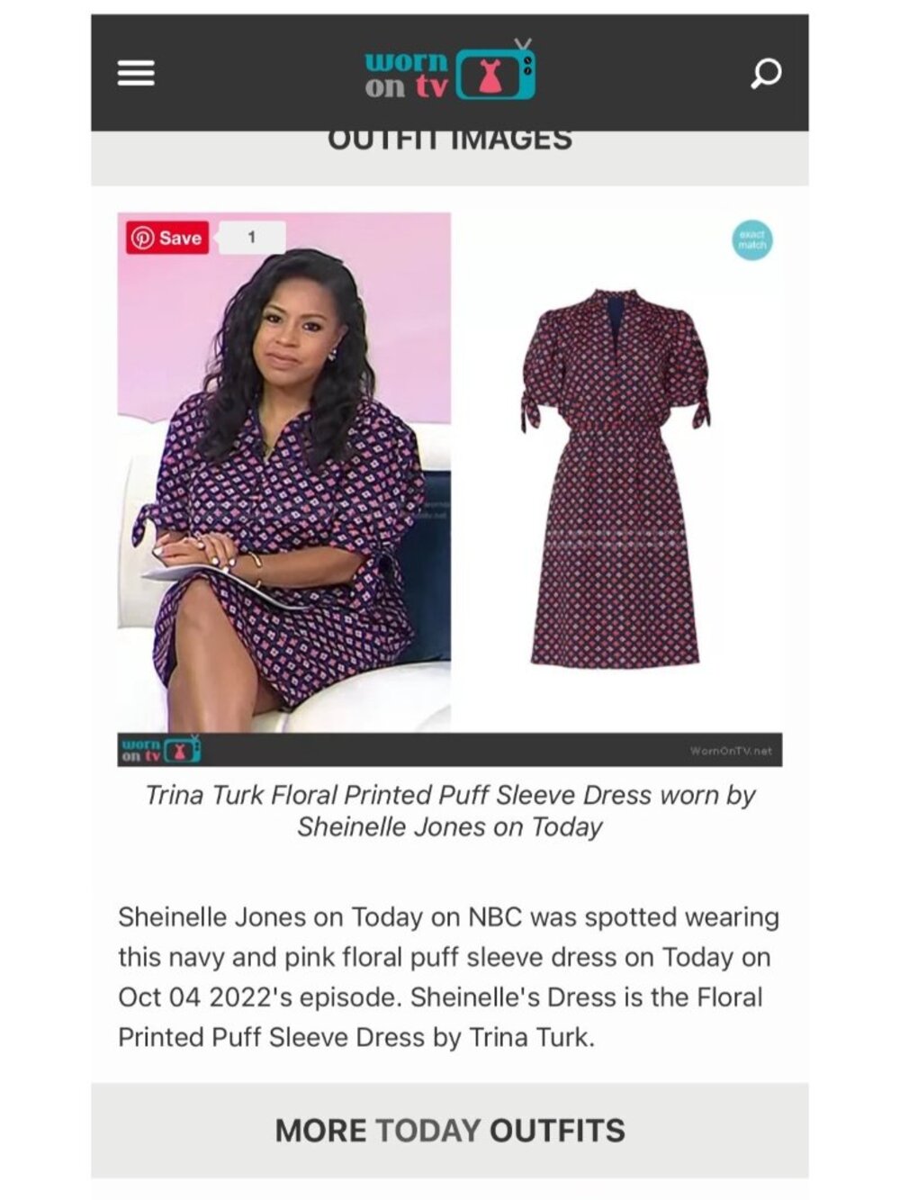 Trina Turk ASO The Today Show Navy & Pink Floral Printed Puff Sleeve Dress SZ 6 - Picture 4 of 8